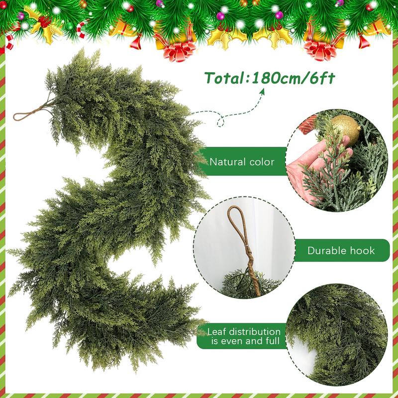 6 FT 2 Pcs Artificial Cedar Garlands (2, 6 FT)